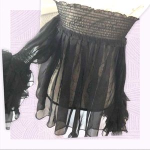 Sheer Organza Type Ruched Top W Balloon Sleeves S🛍🎄